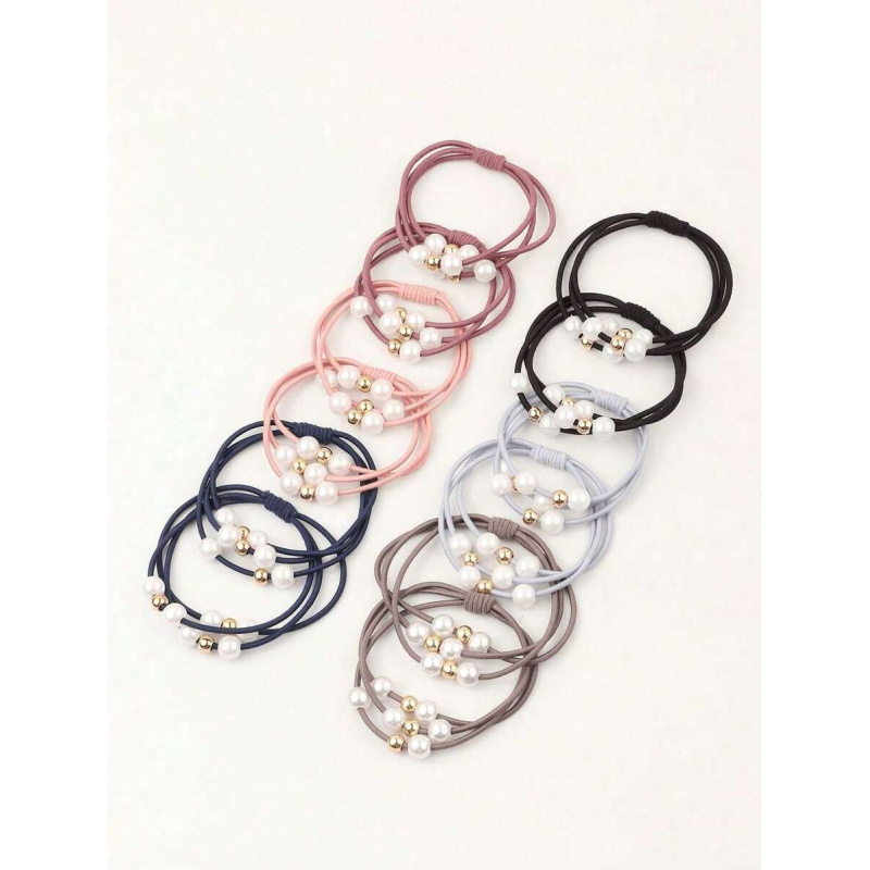 Hair Care Gift Set - 10pcs Cute Faux Pearl Hair Tie
