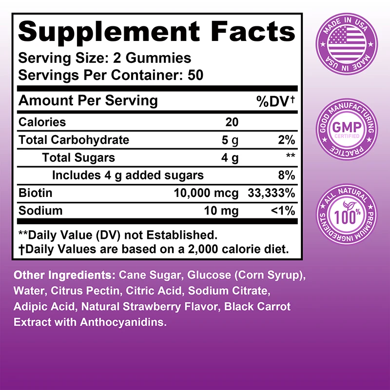 Biotin Gummies 10000mcg for Ha - Hair Care Gummies avis et prix